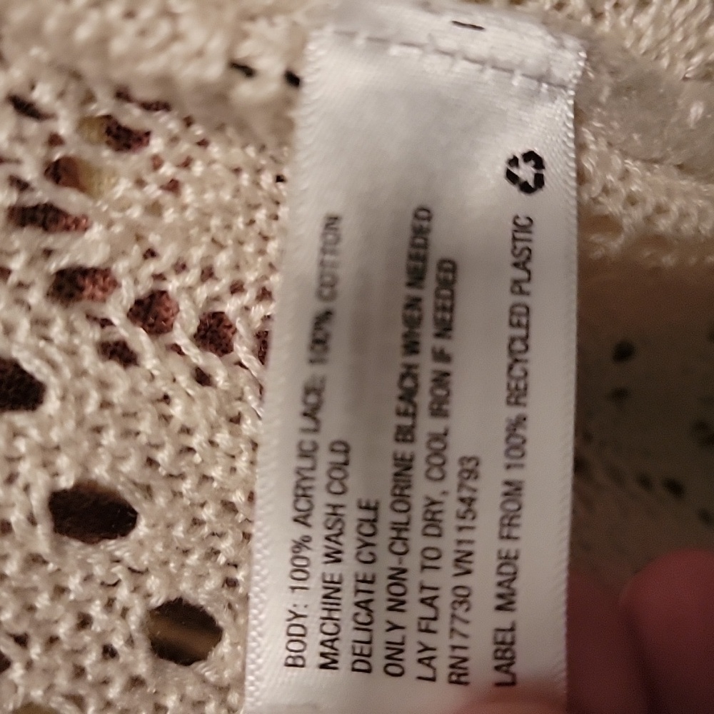 Knox Rose Lace Open Front Cardigan Sweater Size XXL Cream - Picture 5 of 7